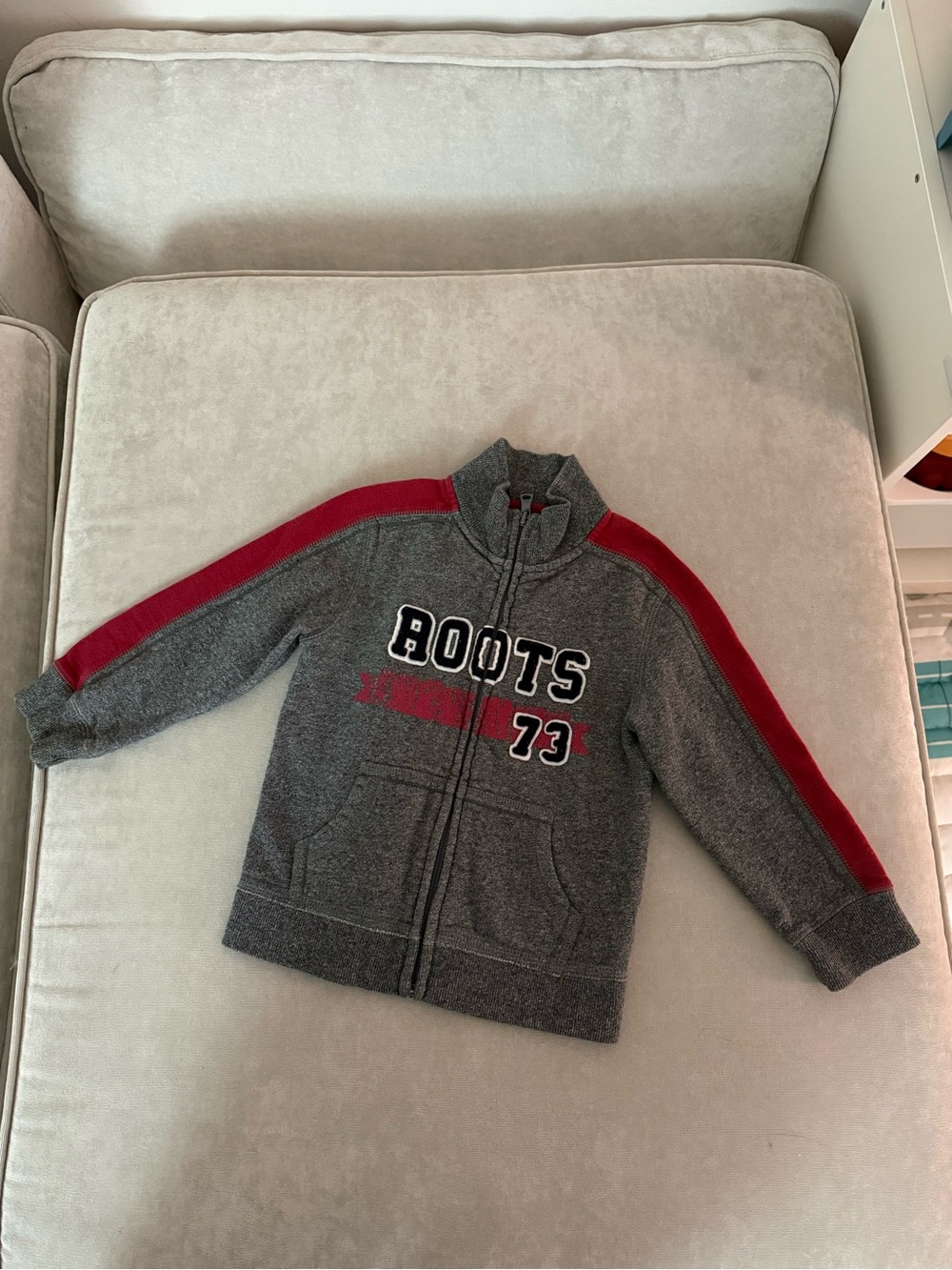 3T Roots Kids Gray & Red Full Zip Sweatshirt Jacket